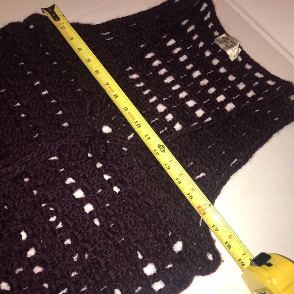 Vtg 70s Italian Wool Eggplant Crochet Boho Hippie Vest Sz M - Picture 6 of 8